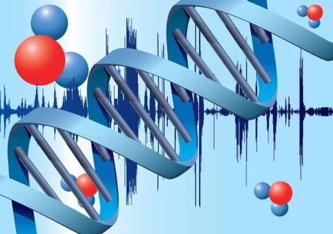 Molecules of DNK with metall background Stock Illustration