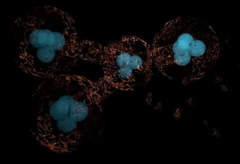 Molecules with electric cloud of electrons and energetic links isolated on black Stock Illustration
