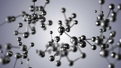 Molecules float in space in front of the camera.Depth of field. Stock Footage 83985544