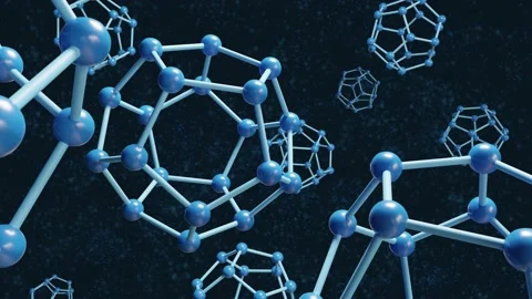 Molecules in the form of a dodecahedron. 3d animation. Stockbeeldmateriaal 195938863
