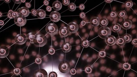 Molecules with lines move in waves. Design. Biological chains of molecular bonds Stock Illustration