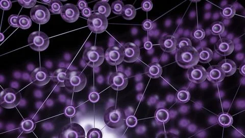 Molecules with lines move in waves. Design. Biological chains of molecular bonds Stock Illustration