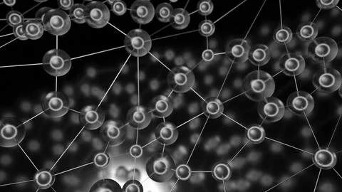 Molecules with lines move in waves. Design. Biological chains of molecular bonds Stock Illustration