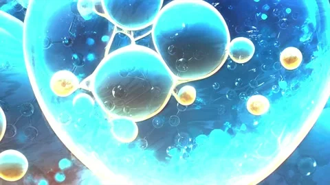 Molecules of liquid bubbles on the background. Science background Stock Footage 246458081