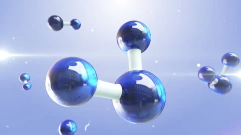 Molecules. Science illustration of a cream molecule. Hyaluronic acid skin soluti Stock Footage 229052492