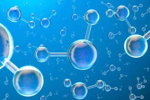 Molecules of water background, 3D rendering Illustrazione stock