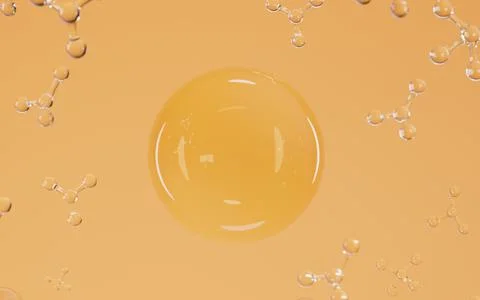 Molecules with yellow background, 3d rendering. イラスト素材