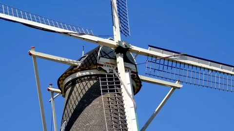 Molen De Valk, wind mill in Leiden, Netherlands. Stock Footage 275347897