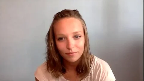 Molly Windsor talks to Scott Davis about her role in film Make Up - 2020 Stock Footage 138808156