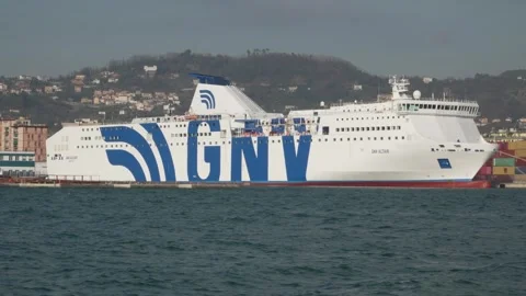 Molo Garibaldi - Ferry Docked at Harbor. Stock Footage 329836410
