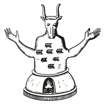 Moloch, also known as Molech or Melek, a pagan sacrifice deity Stock Illustration