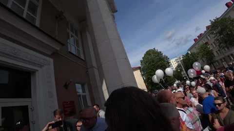 MOLODECHNO, BELARUS - AUGUST 15, 2020. People are protesting. Stock Footage 137404504