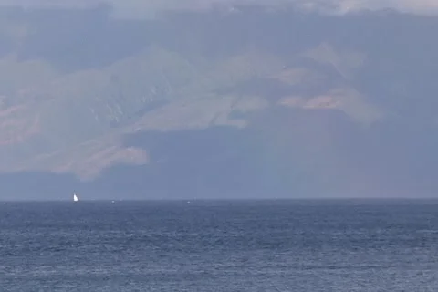 Molokai-Sailboat Far Off Stock Footage 1069513