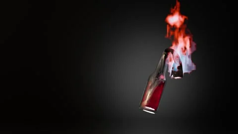 Molotov cocktail burning Stockbeeldmateriaal 280987225