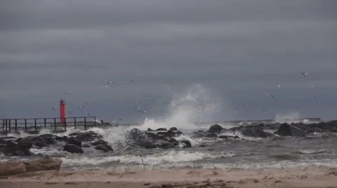 Mols in the Baltic Sea during a Storm Stock Footage 44462222