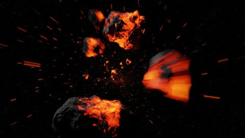 A Molten Asteroid Collision Stock Footage 165889656
