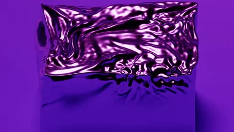 Molten chrome cube in neon lights. 3d render of liquid deformation. Stock Footage 150652226