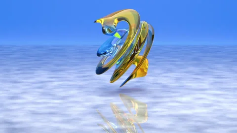 Molten glass smoothly transforms in the air, reflected in the mirror surface Vidéo 329503584