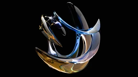 Molten glass smoothly transforms, intertwining into abstract shapes Stock Footage 329503135