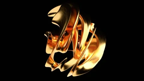 Molten gold is smoothly transformed, intertwining into abstract shapes 库存影片 329503143