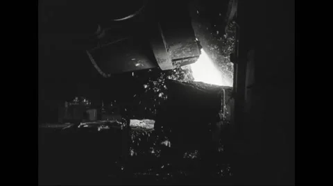 Molten iron being poured into blast furnace Stock Footage 44571230