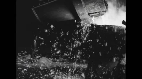 Molten iron being poured into blast furnace Stock Footage 44571283
