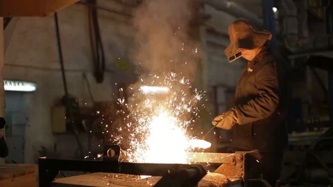 Molten iron Stock Footage 91473505