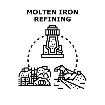 Molten iron refining process in metallurgy industry Stock Illustration