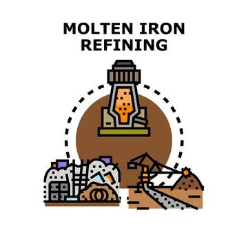 Molten iron refining process in metallurgy industry Stock Illustration