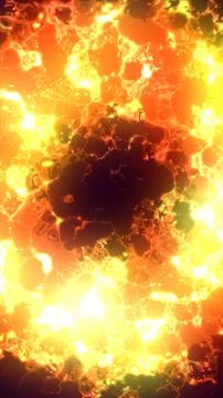 Molten lava and fire texture with blazing orange glow and dark crater cente.. 스톡 일러스트