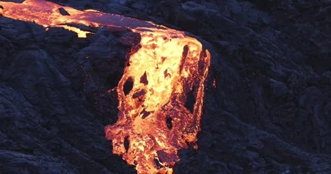 Molten lava close-up motion magma flow nature mountain volcano footage Stock Footage 336579924