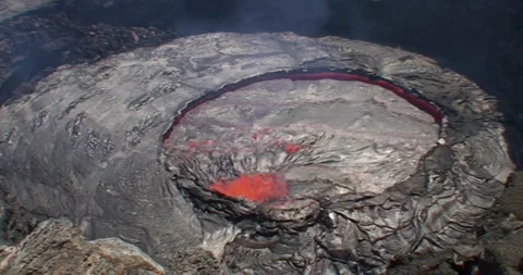 Molten lava close-up motion magma flow nature mountain volcano footage Stock Footage 336579955