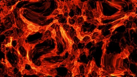 Molten lava flowing in a dark void with space for text overlay during a con.. Stock Footage 340949159