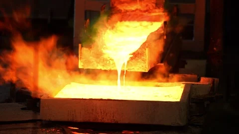 Molten Metal Foundry Pouring Stock Footage 336280948