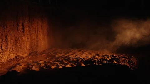 Molten metal pouring inside a foundry Stock Footage 341294381