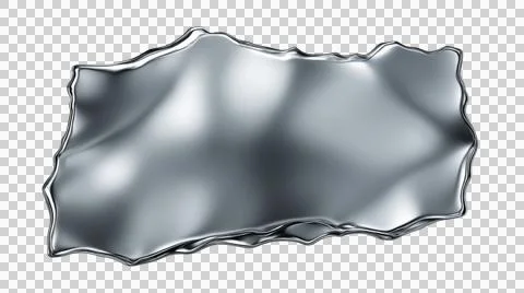 Molten silver rectangle isolated on transparent background metallic fluid l.. Stock Illustration