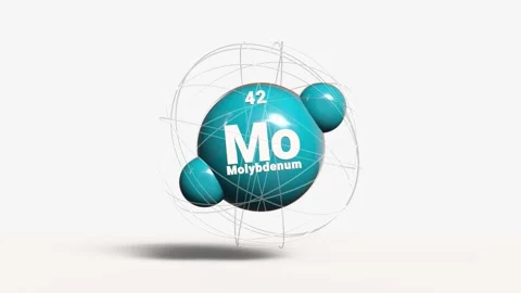 Molybdenum with electrons 3d animation element from periodic table on clean Stock Footage 306656797