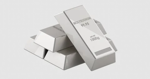 Molybdenum ingots, rotation animation seamlessly loopable. 3D rendering iso.. Stock Footage 332792555