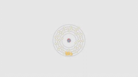 Molybdenum Mo Bohr Atom Model Clean No Text Animation Video Overlay Alpha 4K Vídeo Stock 339369588