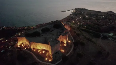 Molyvos or Mithymna Castle Lesvos Lesbos Greece Stock Footage 221756063