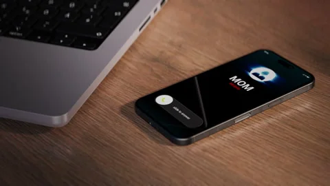 Mom calling notification on smartphone screen, mother trying to reach the user Stock Footage 322178689