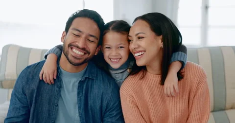 Mom, dad and face of kid hug happy paren... | Stock Video | Pond5