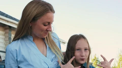 Mom is having fun with the children, the... | Stock Video | Pond5