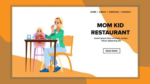 Mom kid restaurant vector Illustration