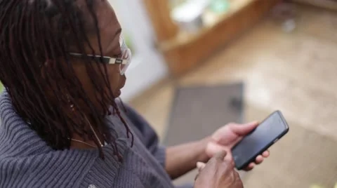 Mom Learns How to Use Smart Phone Stock Footage 49062451