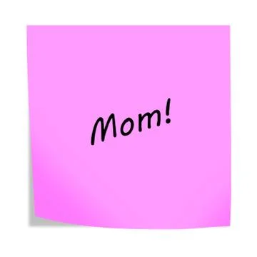 Mom post note reminder 3d illustration on white with clipping path Stock Illustration