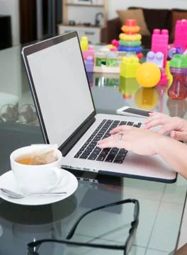 Mom Working From Work Stock Photos