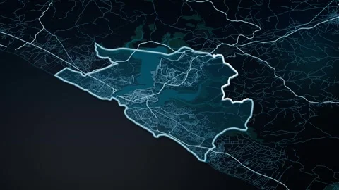 Mombasa County Kenya Digital Map Highlight 4K Stock Footage 340041483