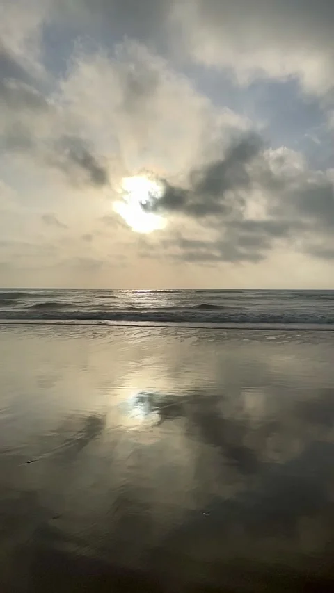 The moment before sunset at Achakar Beach Stock Footage 327893403