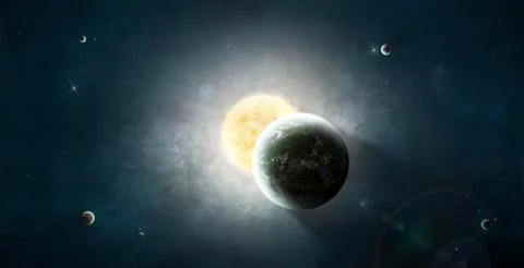 Moments before a total eclipse of the Sun. Ilustração Stock